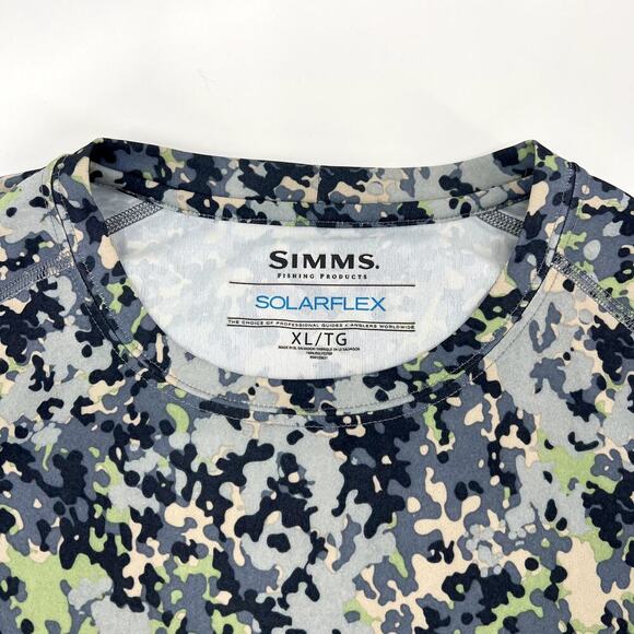 Simms Solarflex Long Sleeve Crewneck Camo Print Fishing Shirt Size XL - Picture 5 of 9